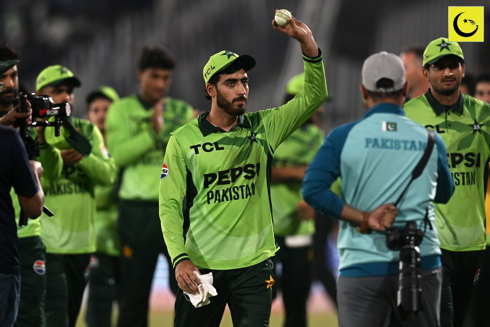 Arafat Minhas England ODI 2026: Arafat Minhas holds up the match ball after taking six wickets against England in Rawalpindi