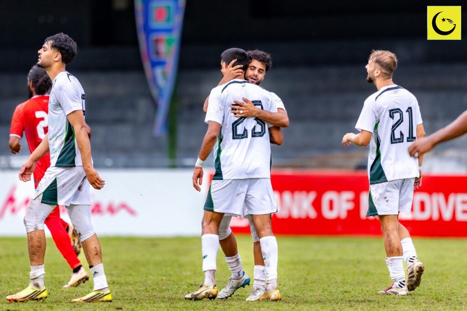 Pakistan international football title: Pakistan players celebrate the Diamond Jubilee final win in Male, June 2026
