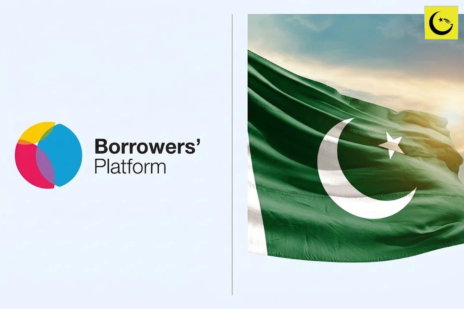 Pakistan flag beside the Borrowers' Platform logo as Pakistan Borrowers Platform chairmanship begins