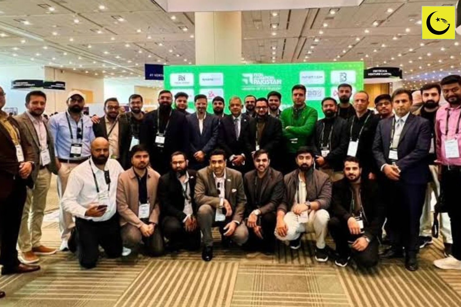 Pakistan TechCrunch Disrupt 2026: participating companies pose for a group photo at the Pakistan Pavilion in San Francisco