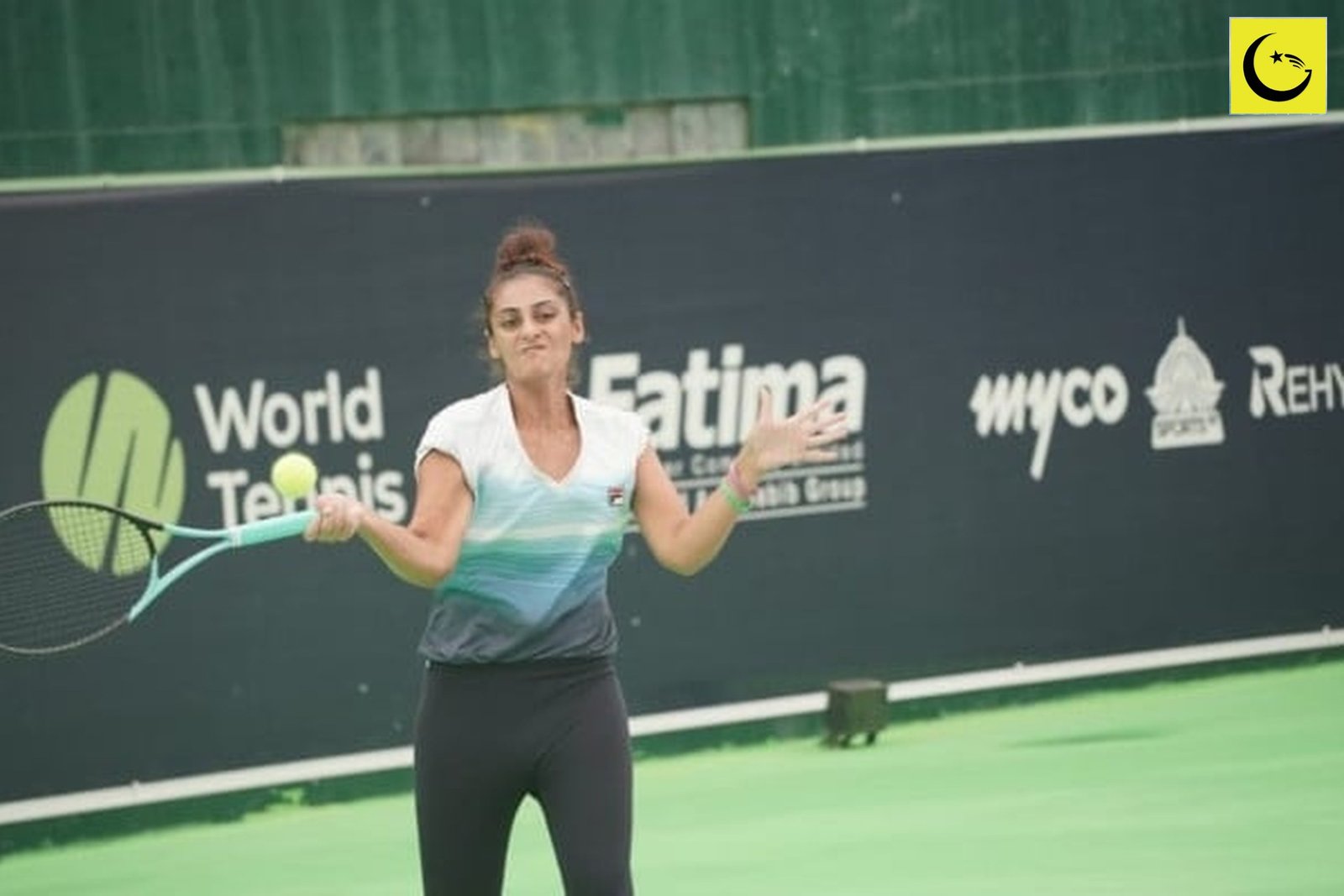 Astrid Cirotte in action at the W15 Islamabad tennis championship final