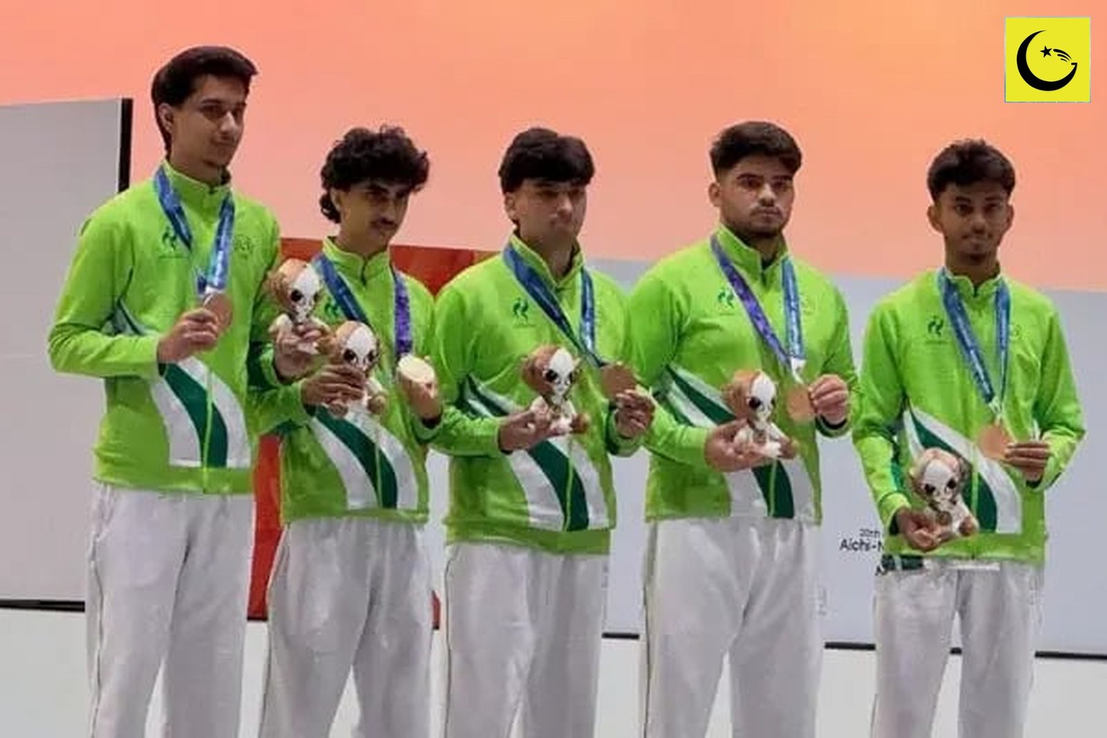 Pakistan esports bronze winners: Pakistan's PUBG Mobile squad pose with their bronze medals at the Aichi Sky Expo in Tokoname, Asian Games 2026