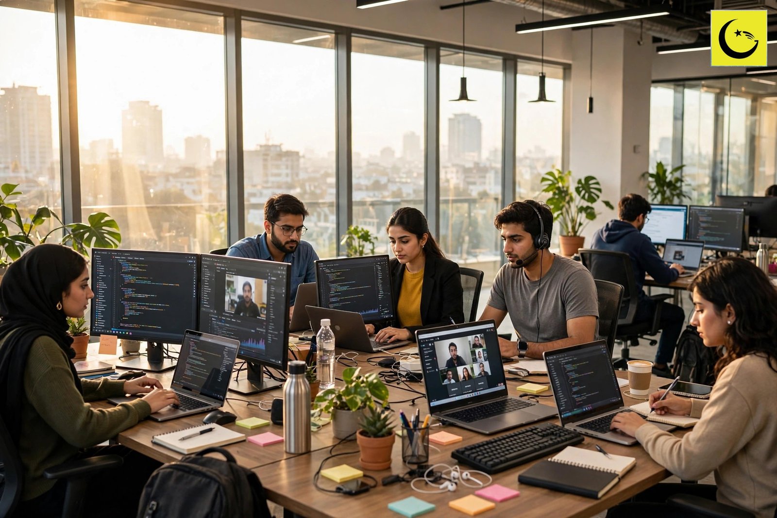 Young Pakistani software developers and freelancers at work: Pakistan top five digital services suppliers per the World Bank 2026 ranking