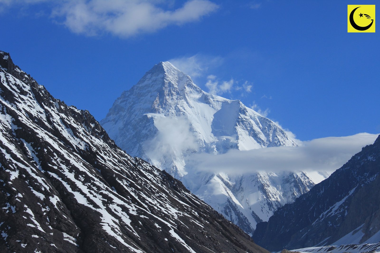 K2, the second highest mountain in the world, rising above the Baltoro Glacier in Pakistan
