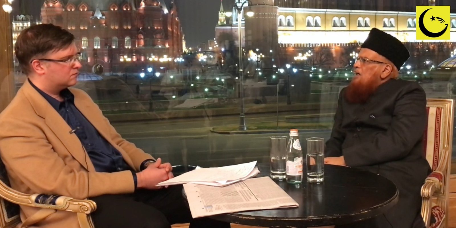Mufti Muhammad Taqi Usmani, the highest placed name among Pakistanis in The Muslim 500 2026, during an interview in Moscow