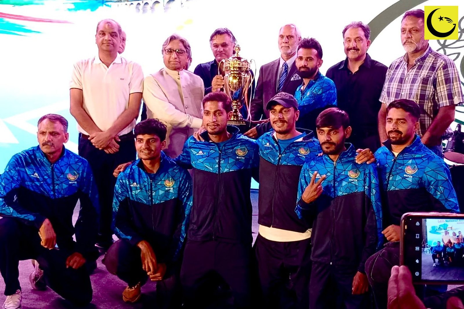 WAPDA team celebrating at the National Athletics Championship in Karachi